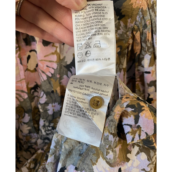 & Other Stories Shirt Womens Size Large Frill Collar Blouse Puff Peasant Sleeves - Picture 7 of 11